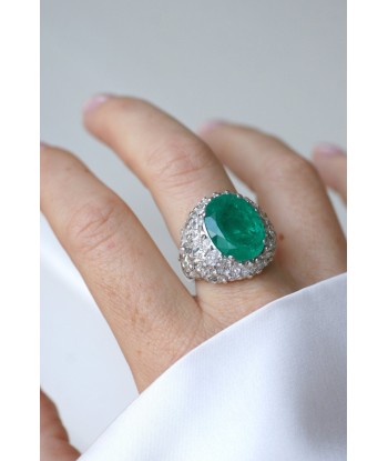 Bague Cocktail Emeraude Colombienne 11.53 Cts et Diamants Véritable concentré