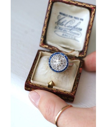 Bague Cible Art Deco Saphirs et Diamants sur le site 