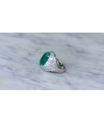 Bague Cocktail Emeraude Colombienne 11.53 Cts et Diamants Véritable concentré