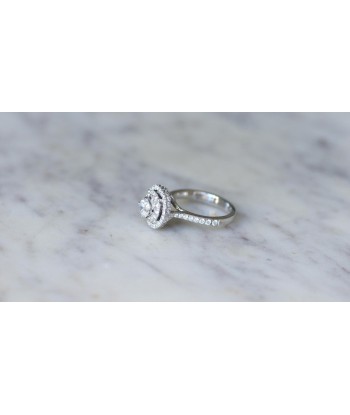 Bague Cible Double Entourage Diamants 1.50 Cts Or Blanc sur le site 