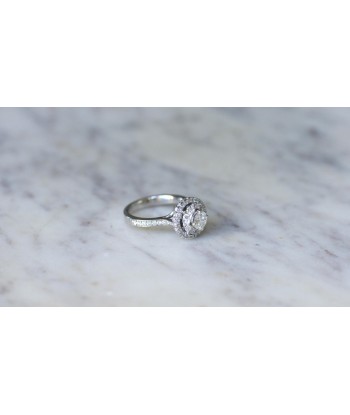 Bague Cible Double Entourage Diamants 1.50 Cts Or Blanc sur le site 