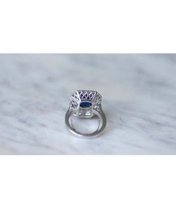 Bague Hexagonale Saphir et Diamants en Platine à prix réduit toute l'année