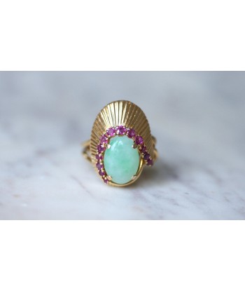 Bague Cocktail Jade et Rubis sur Or Jaune JUSQU'A -70%! 