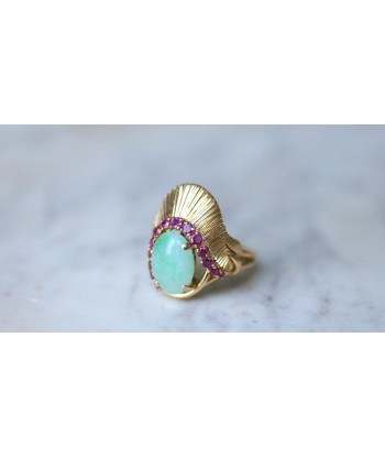 Bague Cocktail Jade et Rubis sur Or Jaune JUSQU'A -70%! 