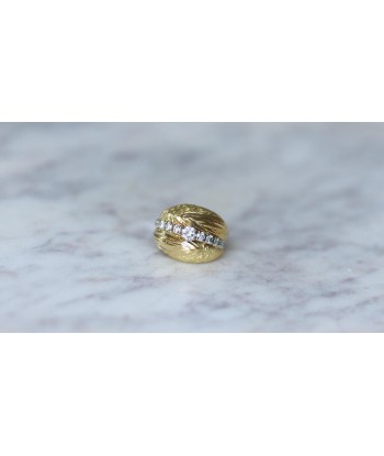 Bague Boule Diamants sur Or jaune années 60 Véritable concentré