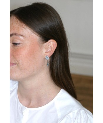 Boucles d'oreilles Gouttes Topaze Bleue et Diamant sur Or Blanc Venez découvrir notre 