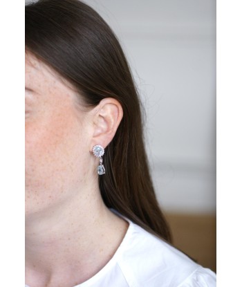 Boucles d'oreilles Gouttes Topaze Bleue et Diamant sur Or Blanc Venez découvrir notre 