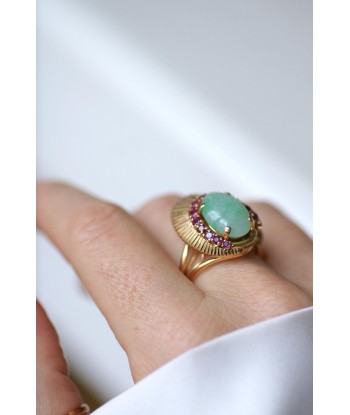 Bague Cocktail Jade et Rubis sur Or Jaune JUSQU'A -70%! 