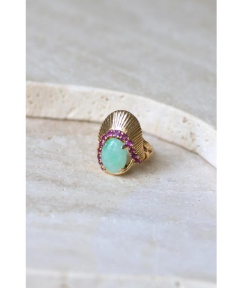 Bague Cocktail Jade et Rubis sur Or Jaune JUSQU'A -70%! 