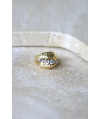 Bague Boule Diamants sur Or jaune années 60 Véritable concentré