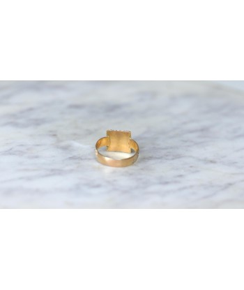 Bague Ancienne Grenat et Email Blanc sur Or Jaune 50-70% off 