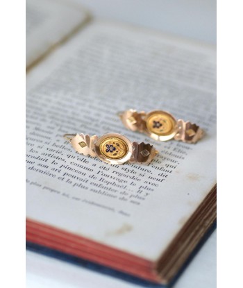 Boucles d'Oreilles Poissardes Anciennes Or et Email basket pas cher