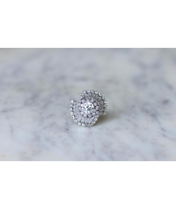 Bague Jupe Diamant Baguette 3.34 Cts Or Blanc en linge