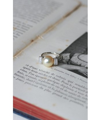 Bague Art Déco Perle et Diamant Baguette sur Platine suggérées chez