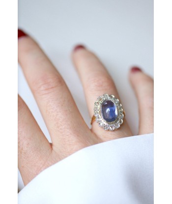 Bague Marguerite Saphir Ceylan 6,32 Cts et Diamants en ligne des produits 