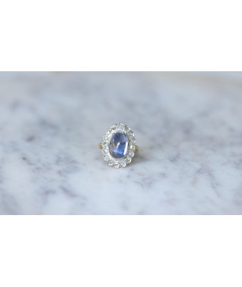 Bague Marguerite Saphir Ceylan 6,32 Cts et Diamants en ligne des produits 