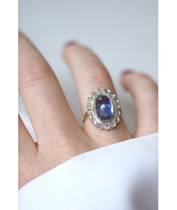 Bague Marguerite Saphir Ceylan 6,32 Cts et Diamants en ligne des produits 