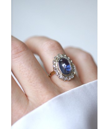 Bague Marguerite Saphir Ceylan 6,32 Cts et Diamants en ligne des produits 