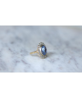 Bague Marguerite Saphir Ceylan 6,32 Cts et Diamants en ligne des produits 