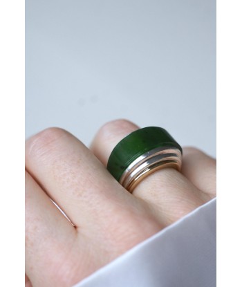 Bague Puiforcat par André Vassort Jade sur Or et Argent Véritable concentré