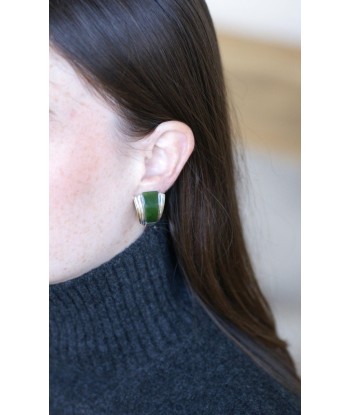 Boucles d'Oreilles Puiforcat par André Vassort Jade sur Or et Argent pas cher 