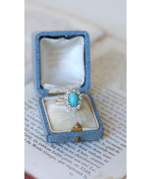 Bague Marguerite Turquoise et Diamants français