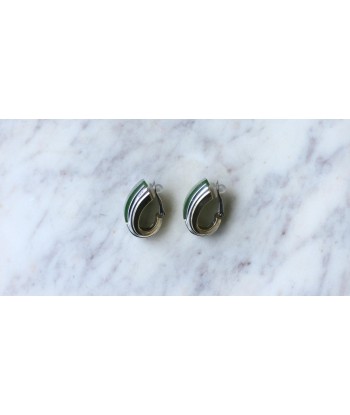 Boucles d'Oreilles Puiforcat par André Vassort Jade sur Or et Argent pas cher 