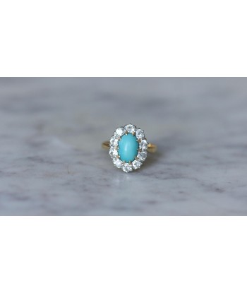 Bague Marguerite Turquoise et Diamants français