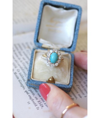 Bague Marguerite Turquoise et Diamants français