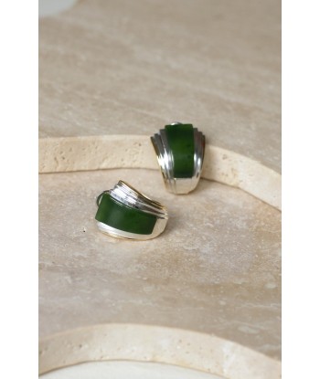 Boucles d'Oreilles Puiforcat par André Vassort Jade sur Or et Argent pas cher 