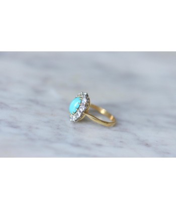 Bague Marguerite Turquoise et Diamants français