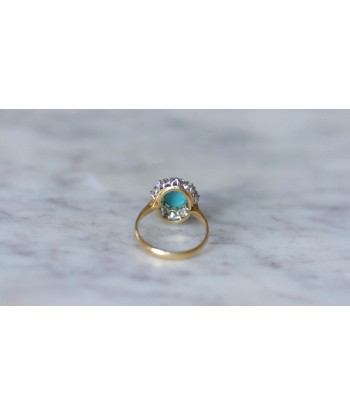 Bague Marguerite Turquoise et Diamants français