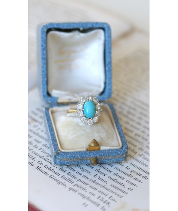 Bague Marguerite Turquoise et Diamants français