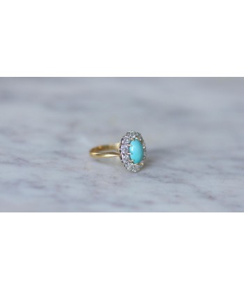 Bague Marguerite Turquoise et Diamants français