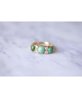 Bague alliance jarretière ancienne or, turquoises, et diamants 50-70% off 