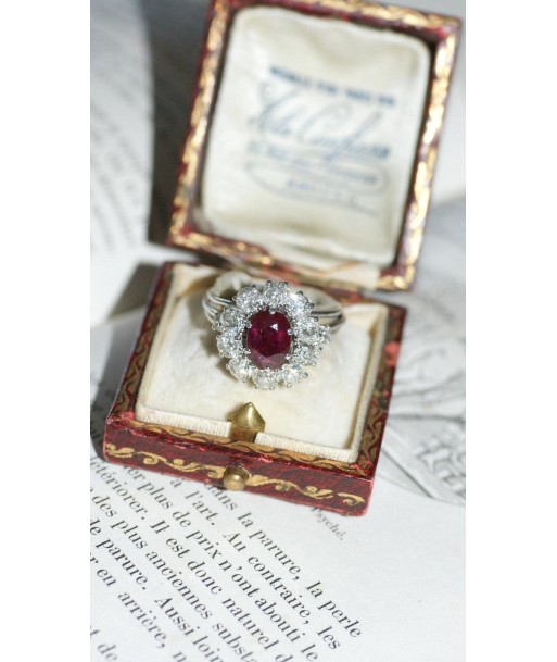 Bague Marguerite Rubis Birman Non Chauffé 1.60 Cts et Diamants prix pour 