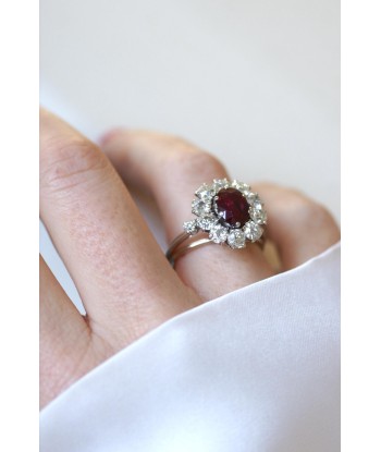 Bague Marguerite Rubis Birman Non Chauffé 1.60 Cts et Diamants prix pour 