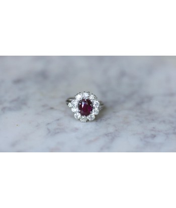 Bague Marguerite Rubis Birman Non Chauffé 1.60 Cts et Diamants prix pour 