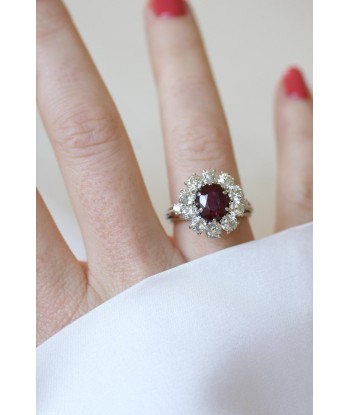 Bague Marguerite Rubis Birman Non Chauffé 1.60 Cts et Diamants prix pour 