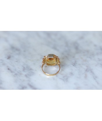 Bague Art Déco Citrine sur Or Jaune et Blanc meilleur choix