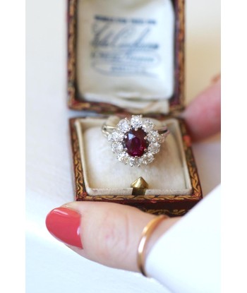 Bague Marguerite Rubis Birman Non Chauffé 1.60 Cts et Diamants prix pour 