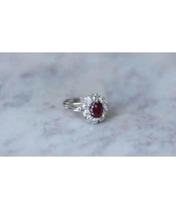 Bague Marguerite Rubis Birman Non Chauffé 1.60 Cts et Diamants prix pour 