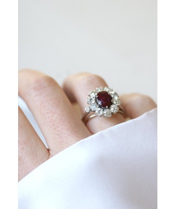 Bague Marguerite Rubis Birman Non Chauffé 1.60 Cts et Diamants prix pour 