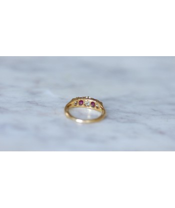 Bague Jarretière Diamants et Rubis sur Or jaune À commander