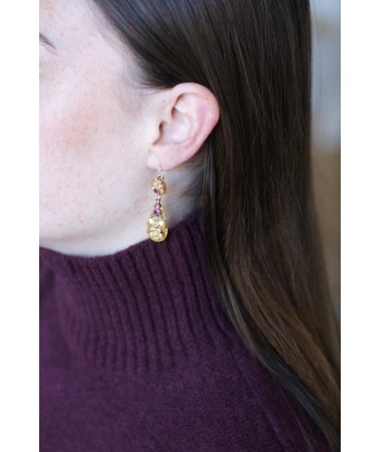 Boucles d'Oreilles Gouttes Grenats sur Or Jaune acheter en ligne