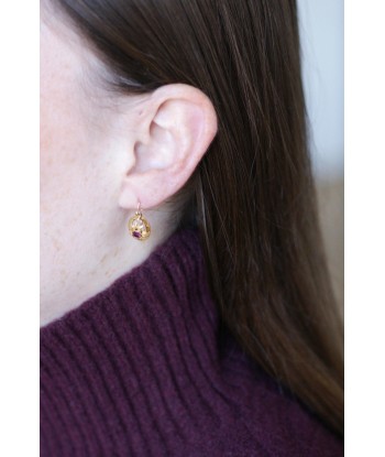 Boucles d'Oreilles Gouttes Grenats sur Or Jaune acheter en ligne