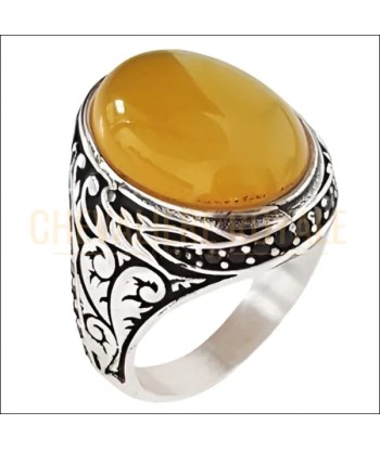 Chevalière Homme Protecteur Style Ottoman Pierre Agate Yellow prix