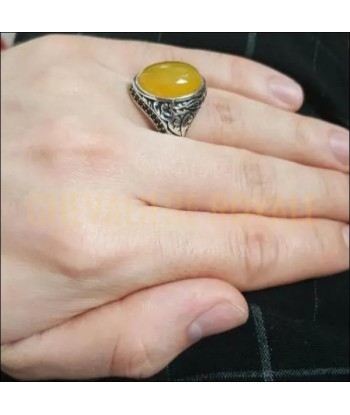 Chevalière Homme Protecteur Style Ottoman Pierre Agate Yellow prix