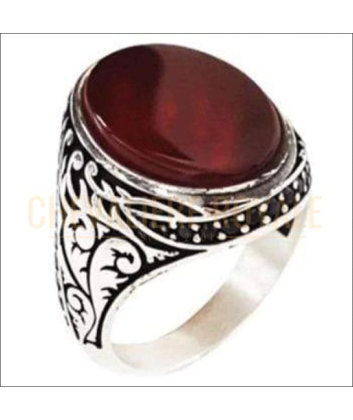 Chevalière homme stone agate rouge ovale classique Economisez 