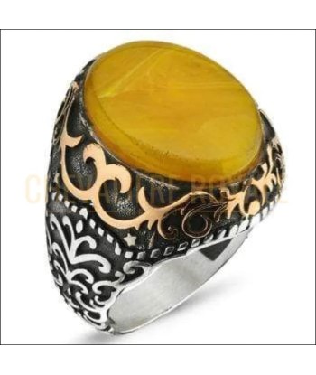 Chevalière homme agate naturelle pur style élégance pas cher